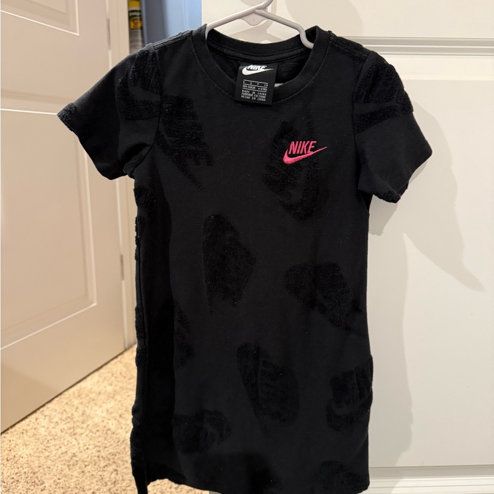 Nike Kids Black Tee with Pink Logo